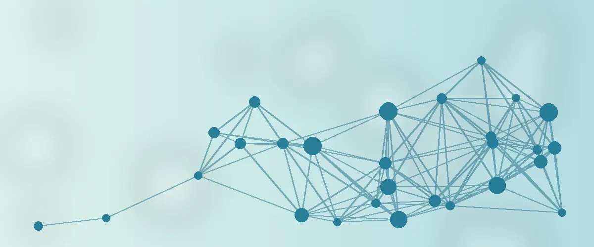 Abstract teal network of connected nodes representing the compounding pharmacy system